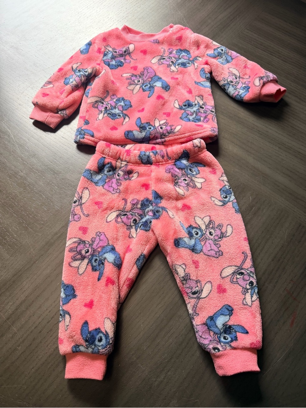 Disney Pink Fleece Stitch & Angel Jogger Set - Pink & Blue